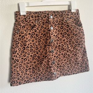Cat & Jack Leopard Print Corduroy Skirt With Belt Loops Kids Size Large (10/12)